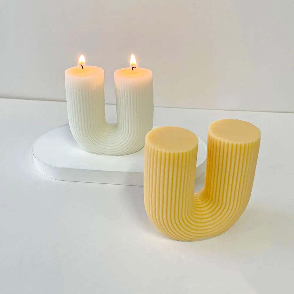 For fun Striped Arch Silicone Candle Mold U-shaped Aromatherapy Plaster Mold Soap Resin Mold Ornament Candle Making Home Decor