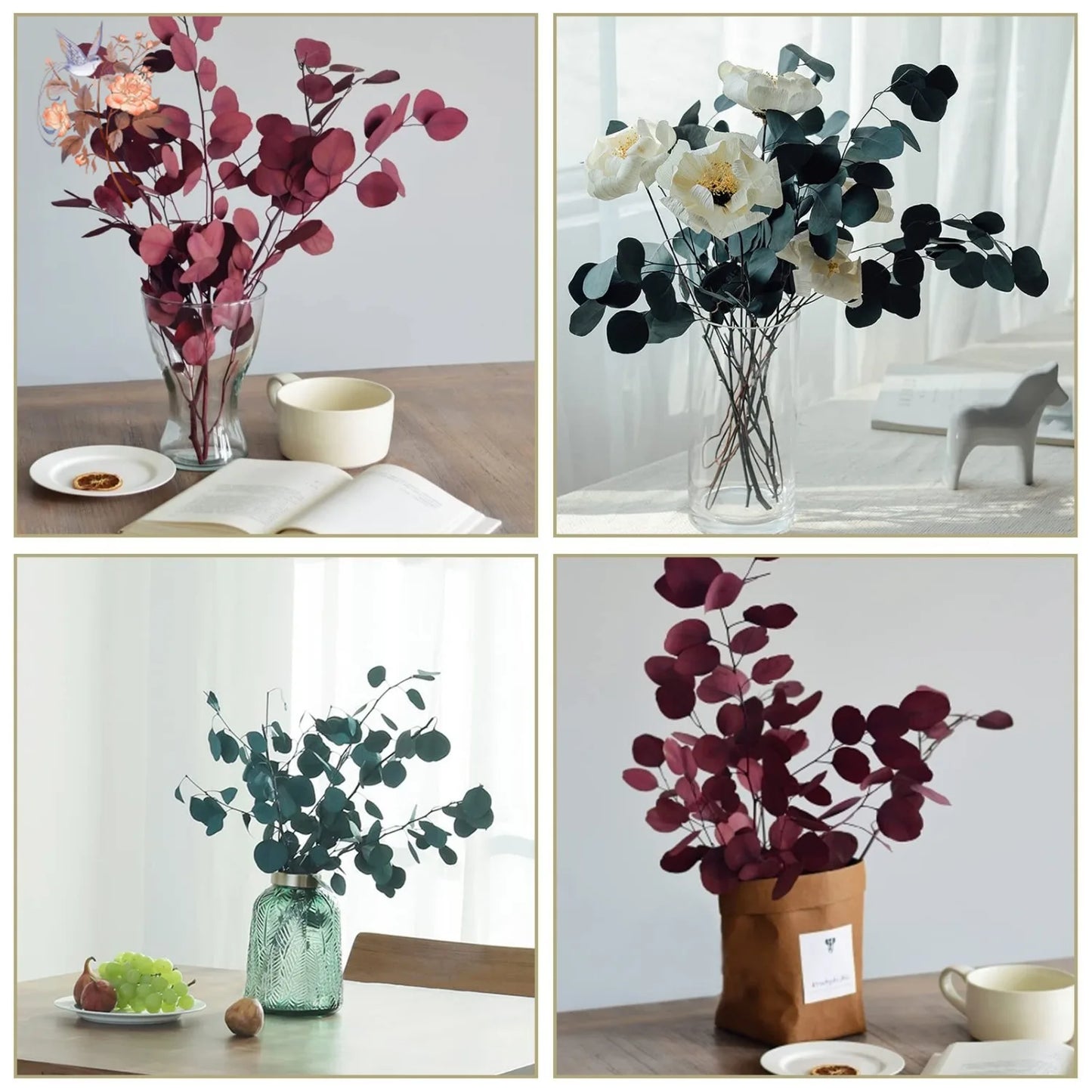 100g Eucalyptus Apple Leaf Natural Dried Flower Round Leaves Real Grass Fresh Plant Bouquets Wedding Home Living Room Decoration