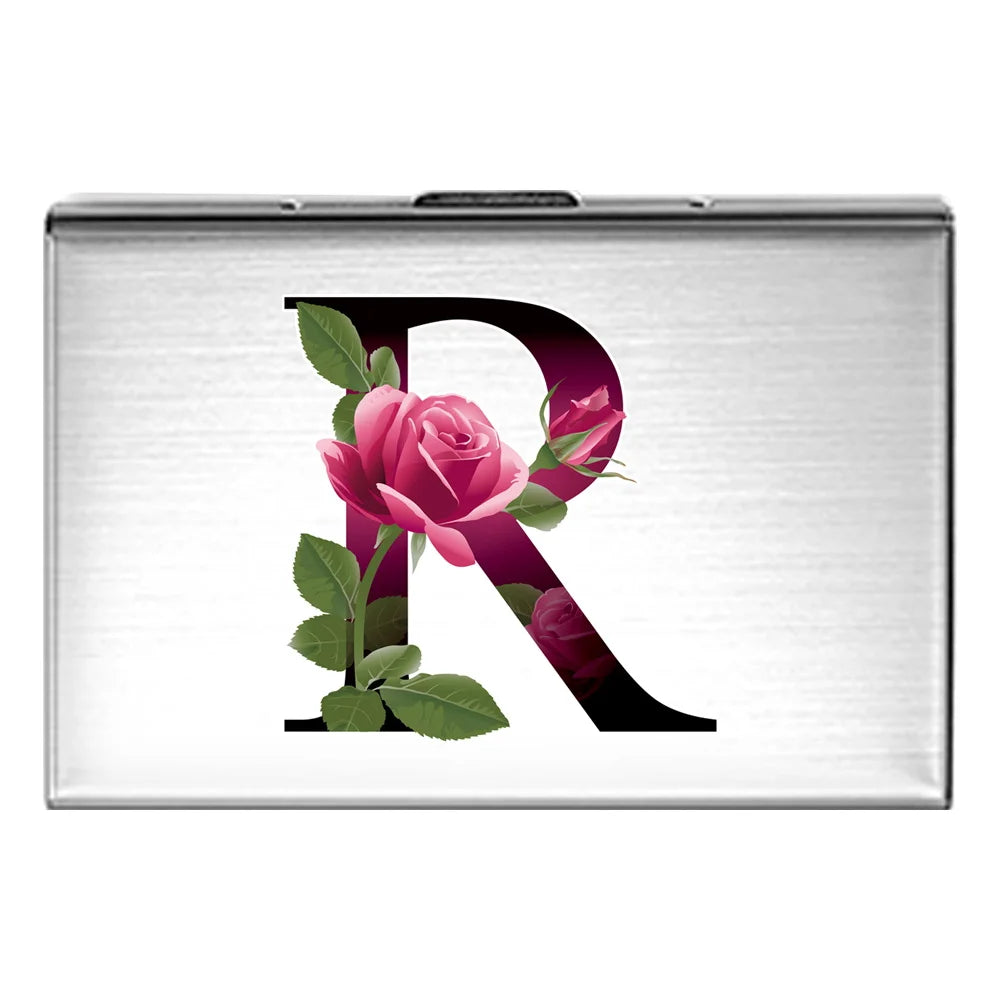 Card Holder RFID Blocking Aluminum Metal Slim Wallet Anti-scan Credit Card Holder Thin Case Small Wallet Flower Color Series