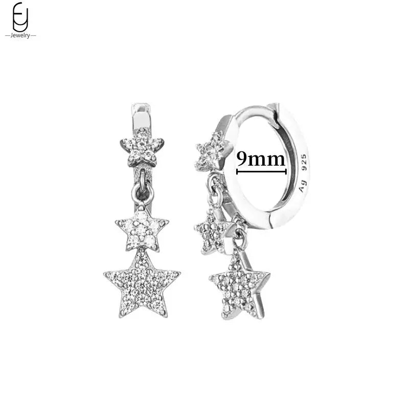 Hemasa 925 Sterling Silver Ear Buckles Fashion Hoop Earrings /White Crystal Luxury Women's Earrings Wedding Women's Jewelry Premium Gift