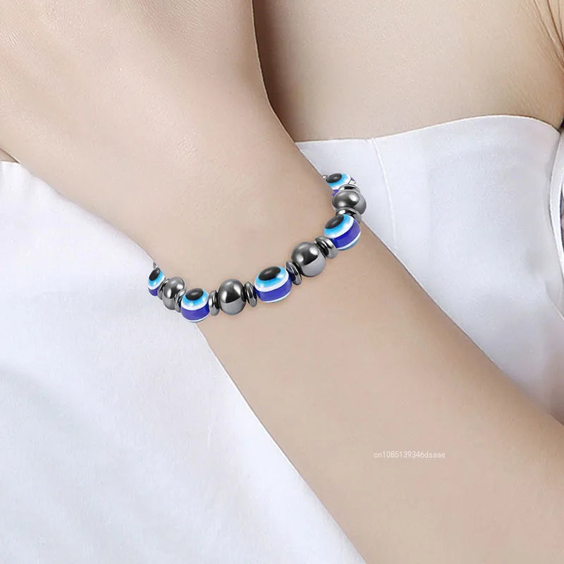 New Evil Eye Bracelet Blue Beads Bracelet Elastic Lucky Turkish Eye Bracelets for Women Men Girls Protection and Blessing Gifts