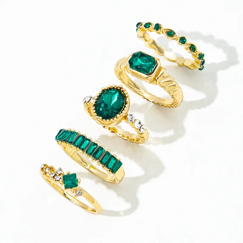 Hemasa Crystal Rings Set for Women/ Geometric Luxury Finger Rings
