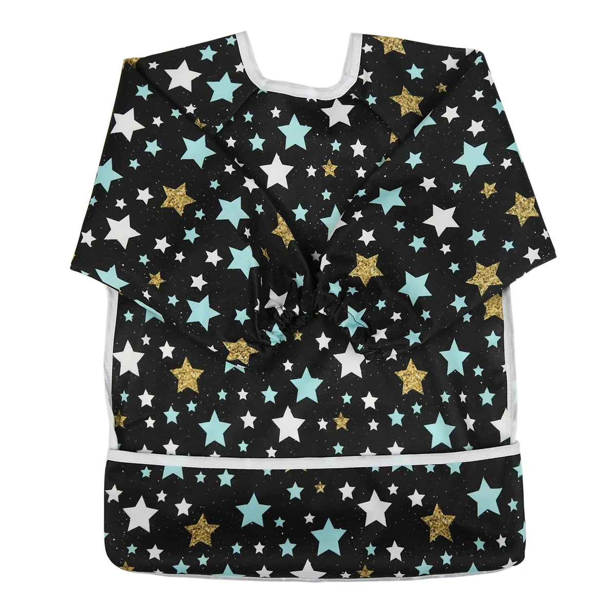 [Sigzagor] 1 Baby Bib Feeding Waterproof Long Sleeve Shirt Toddler Painting Drawing With Pocket 1-3 years old