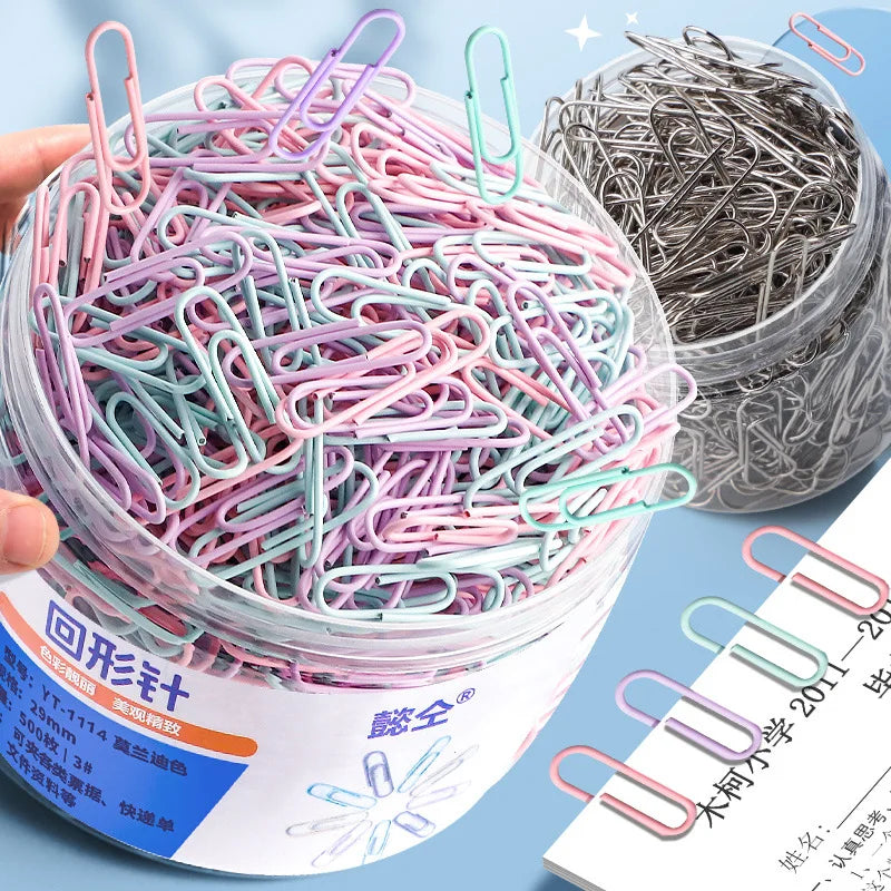 Hemasa 160 pcs silver paper clips office supplies paper clip large file bookmark paper clip organizer stationery stainless steel