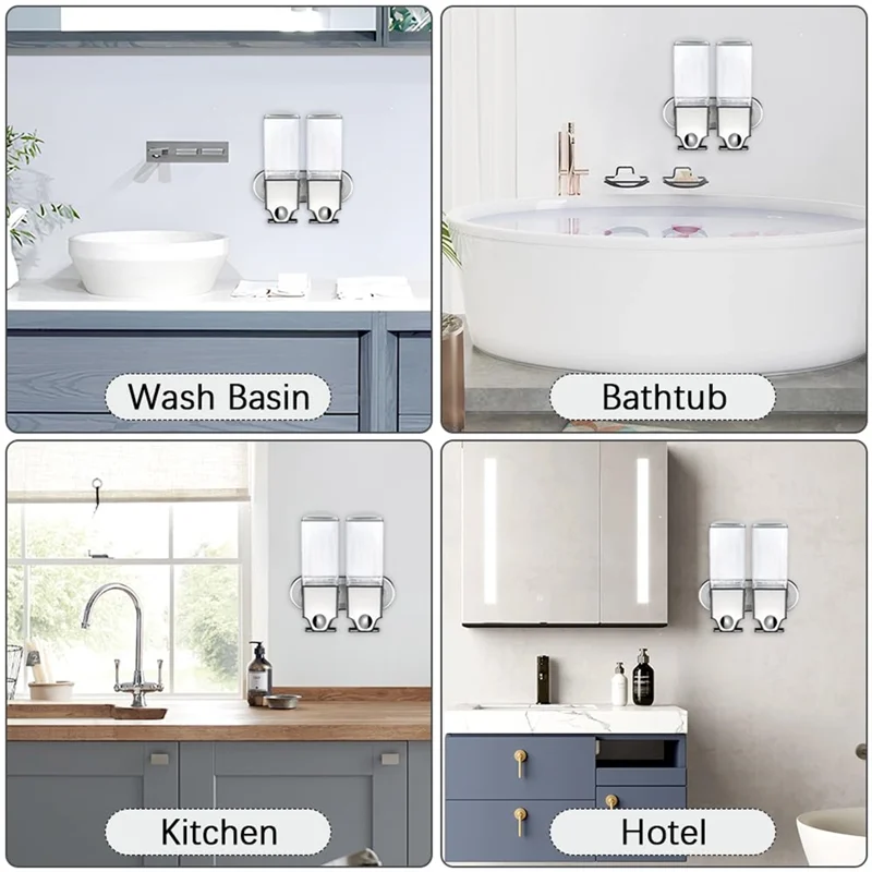 Hemasa 3In1 Chamber Wall Mounted Bathroom Shower Pump Dispenser And Organizer,Holds Shampoo, Shower Gel, For Bathroom Hotel