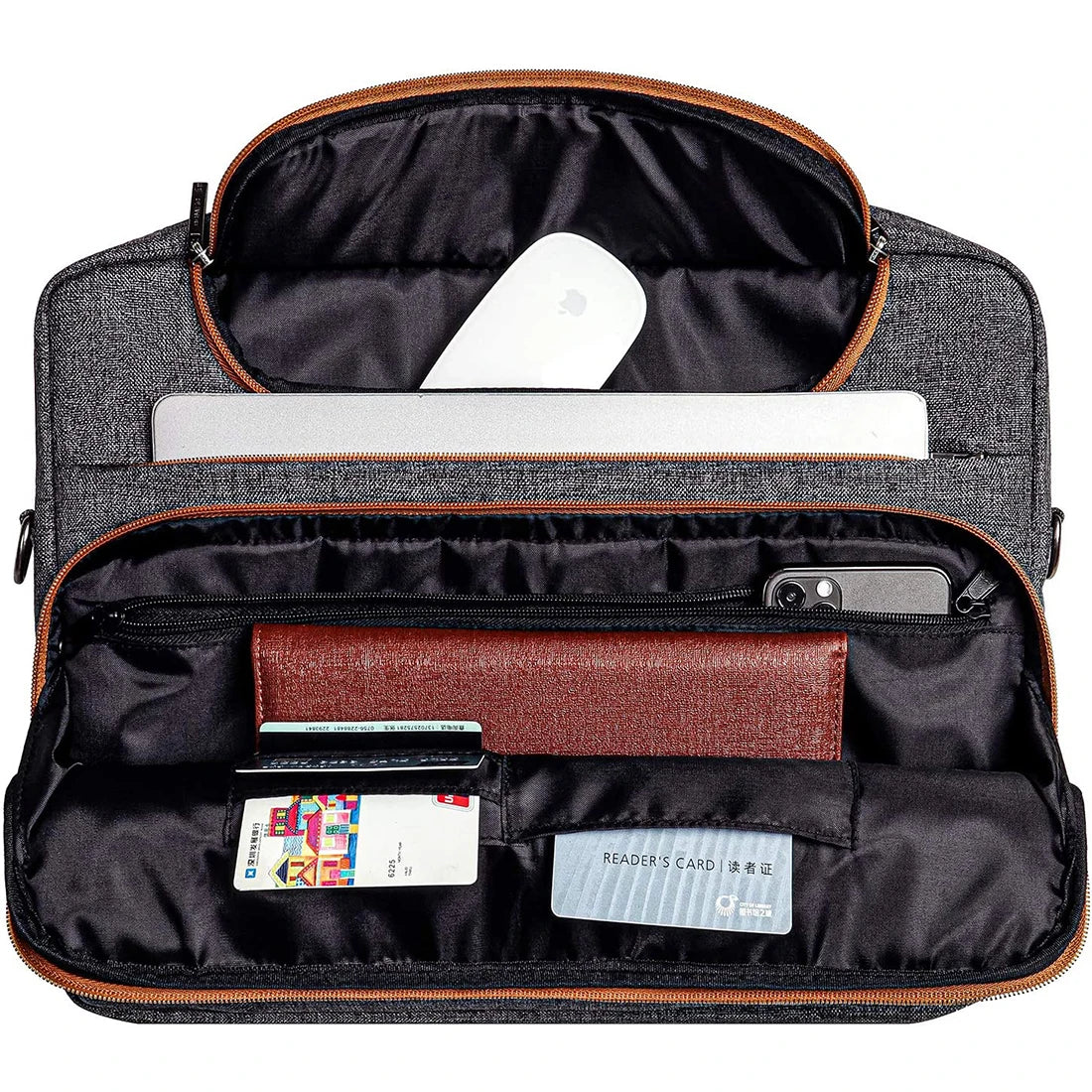 Hemasa DOMISO 10",13",14",156",17" Inch Multi-Functional Laptop Sleeve Business Briefcase Waterproof Messenger Shoulder Bag