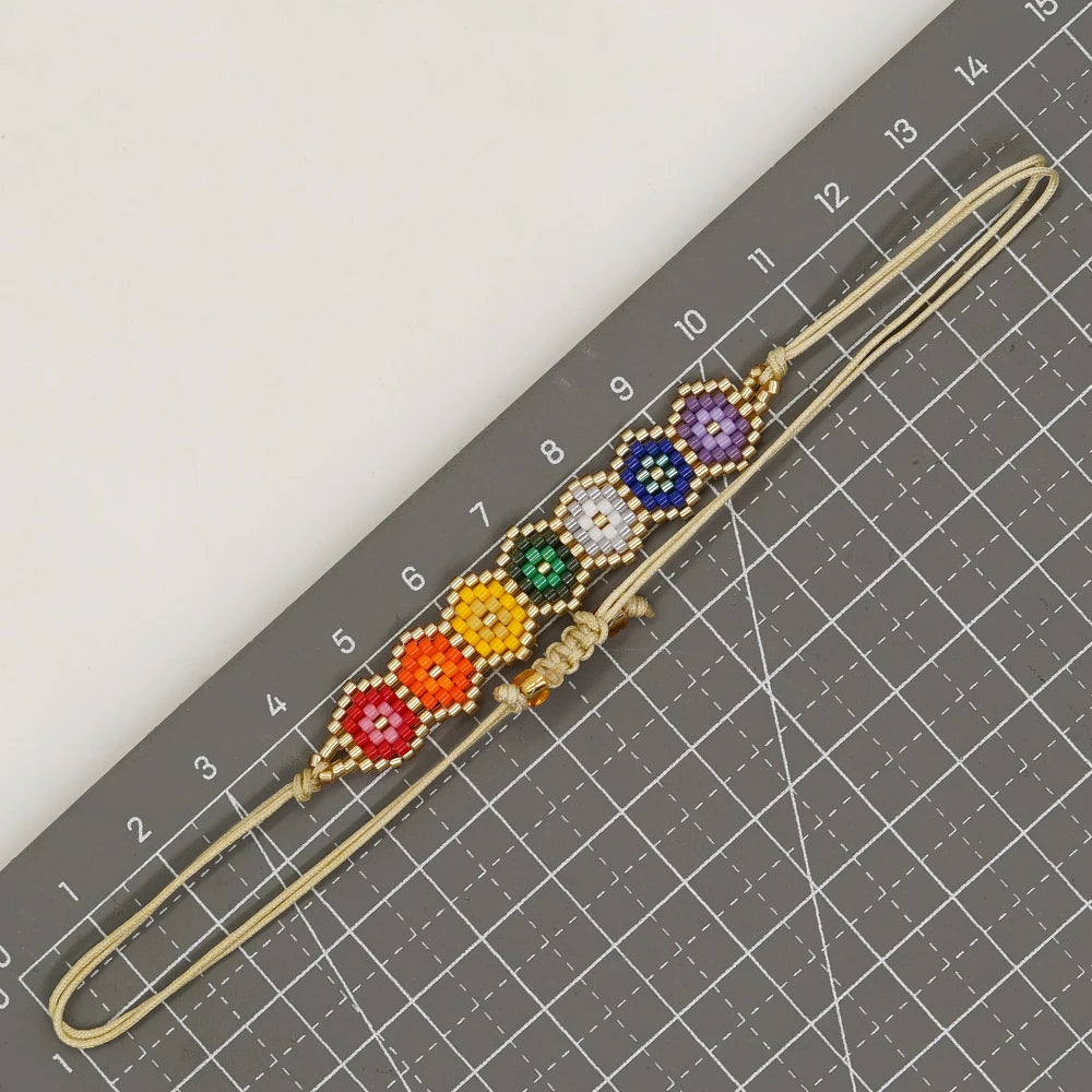 Go2boho Rainbow Colorful Evil Eye Beaded Bracelets For Women Miyuki Beads Handmade Woven Bracelet Boho Fashion 2023 New In