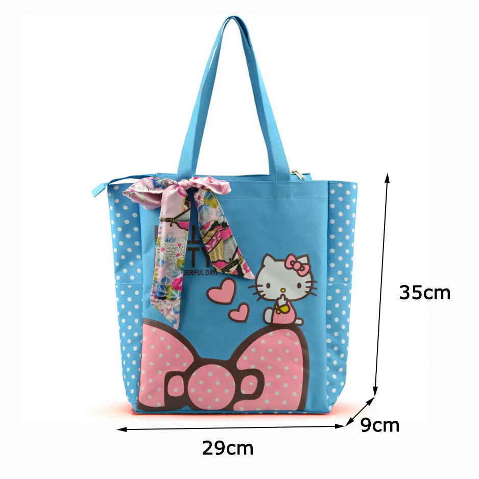 Hello Kitty Purses and Handbags Oxford Bow Shopping Case Girls Tote Bag Kawaii Fashionable Bags for Women Cute Printed Wallet