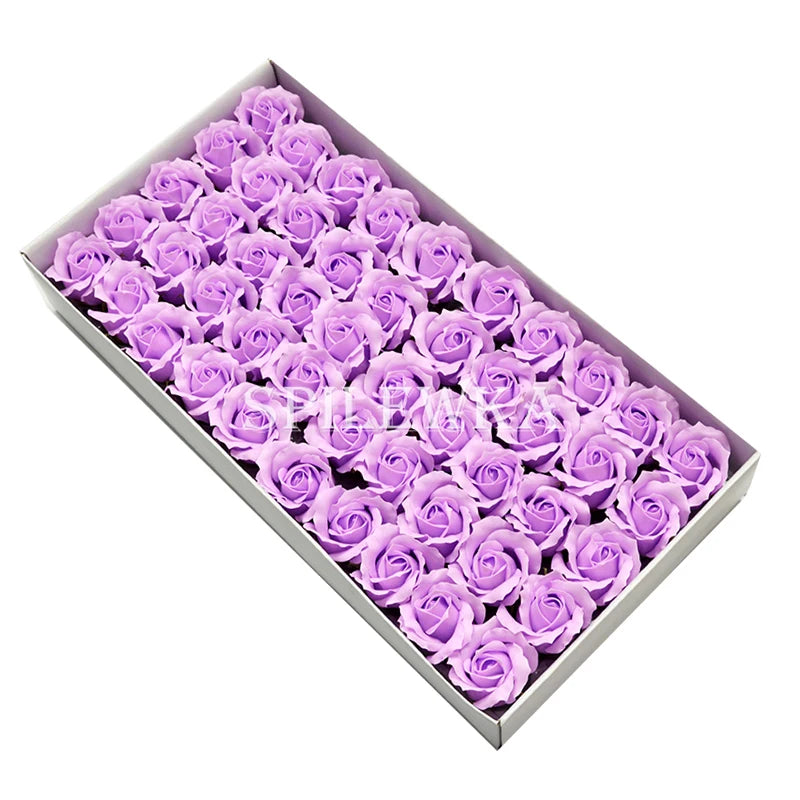 Tejesa 50 Pcs 3-Layer Rose with Curly Petals Fake Flowers Heads Wedding DIY Gift Box Valentine's Day/home/decor