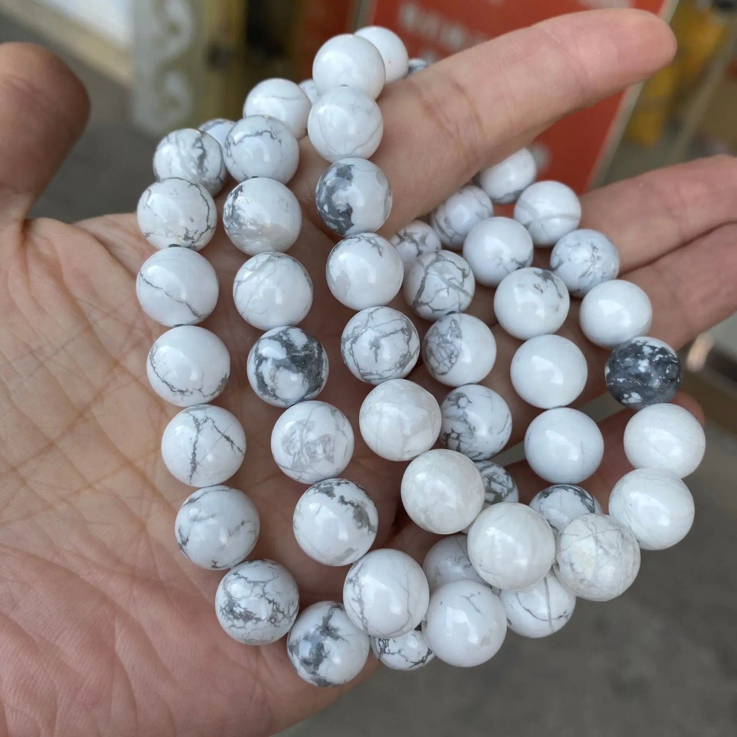 Hemasa Natural White Howlite Blue Turquoise Stone Beaded Bracelets Women
