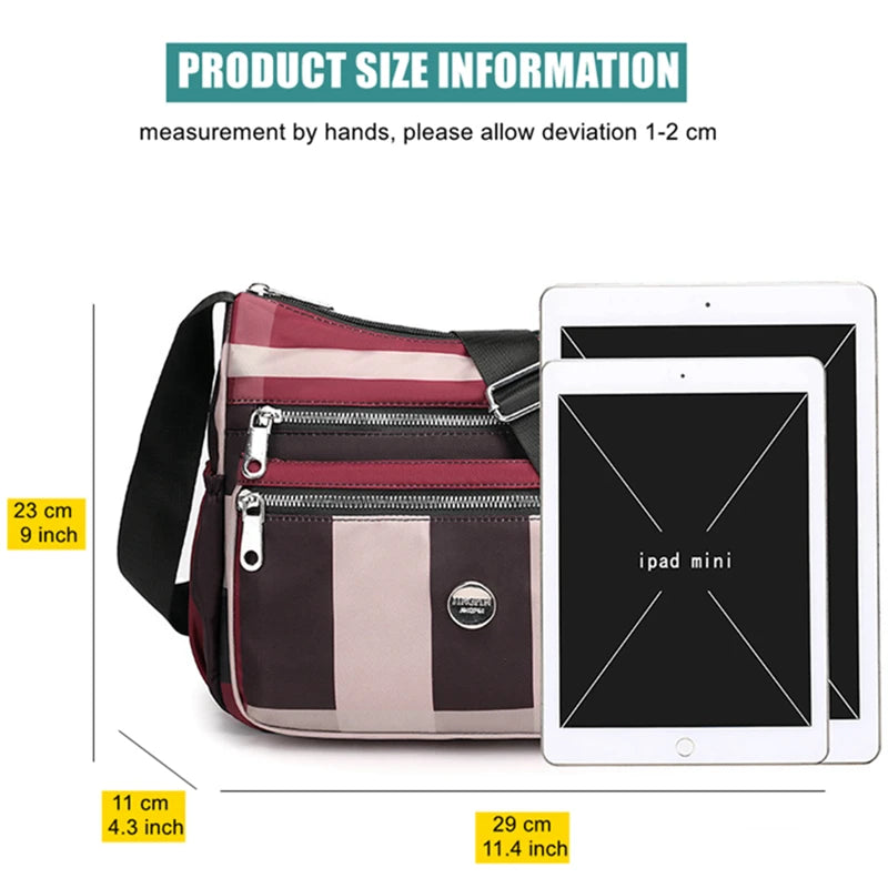 Stripes Shoulder Bags for Women Waterproof Crossbody Casual Multifunction Shopping Large Capacity Messenger Bag Female Pocket