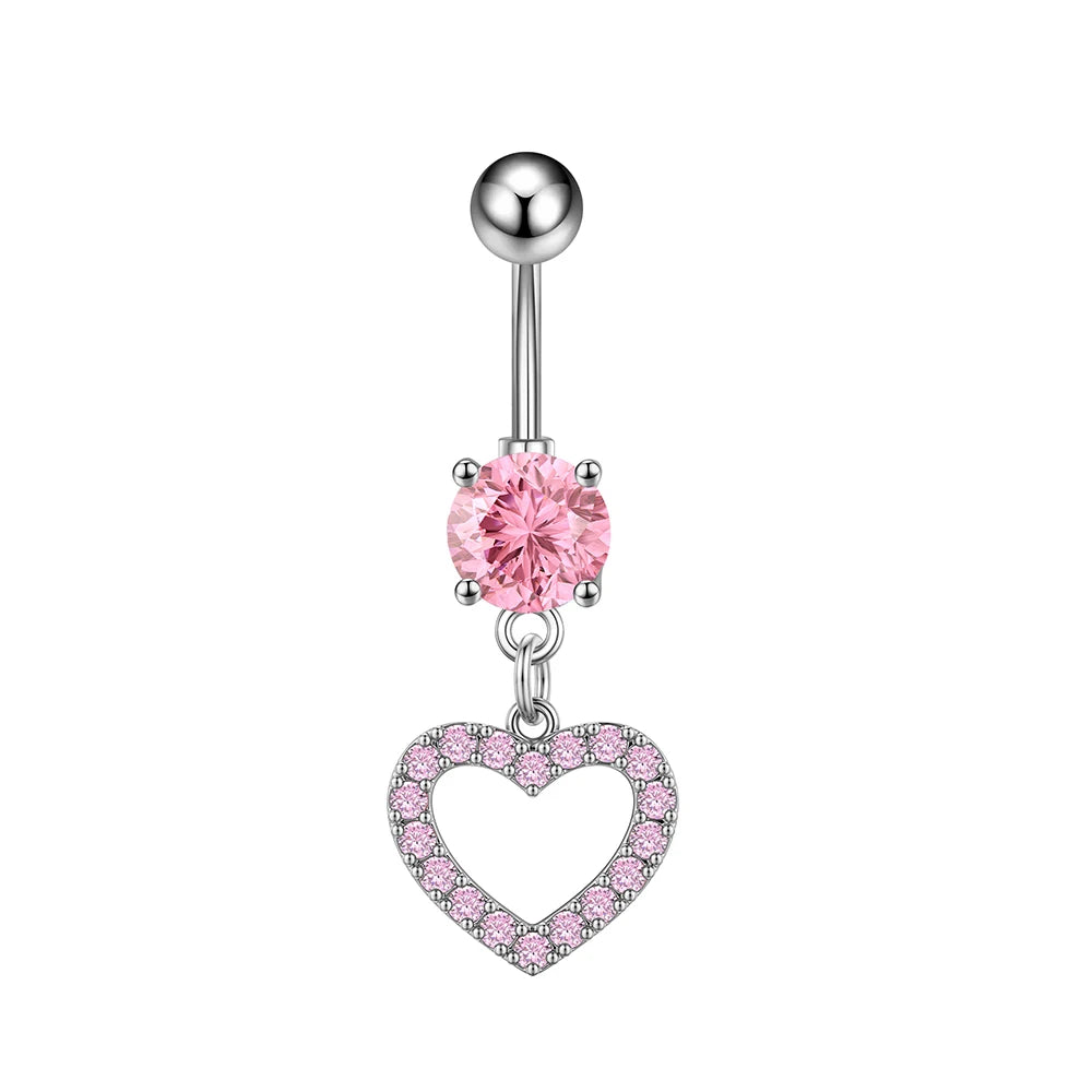1pc Dragon Butterfly Flower Heart Belly Button Rings Blue Pink Crystals Zircon Dangled Navel Belly Piercing Nombril for Women