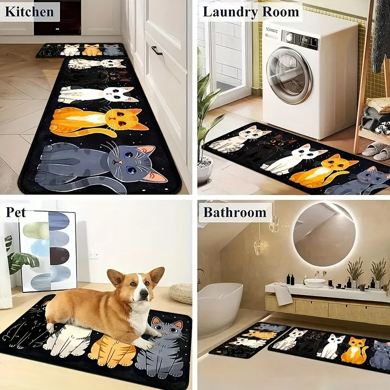 Tejesa Cute Print Kitchen Mat/Non-Slip Durable Machine Washable Soft Rug for Home Office Bathroom Decor
