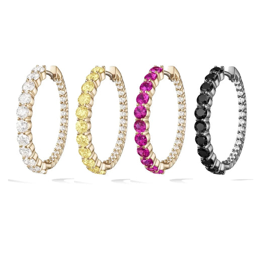 20mm 40mm Colorful CZ Hoop Earring Gold Color Red Yellow Black White Cubic Zirconia Full Paved High Quality Women Jelwery