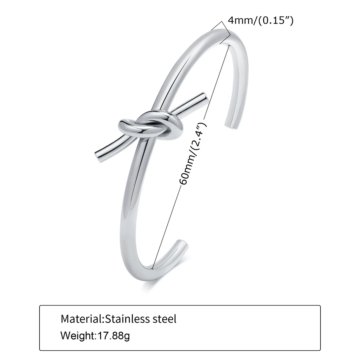 Open Knot Bracelets, Stainless Steel Cuff Bangle for Women, Minimalist Wrist Jewelry Gift
