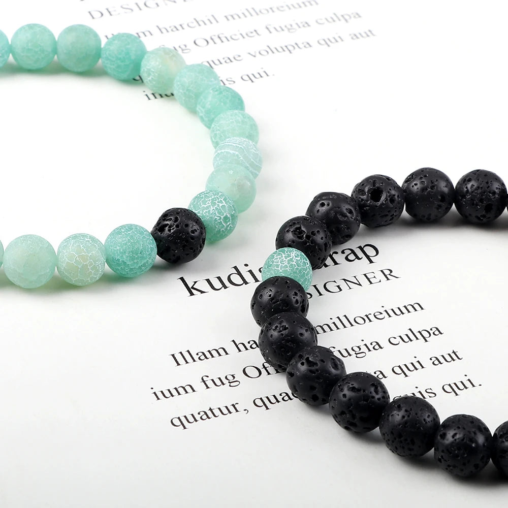 Hemasa 2pcs/set Heart Magnetic Stone Beads Stretchable  Bracelets