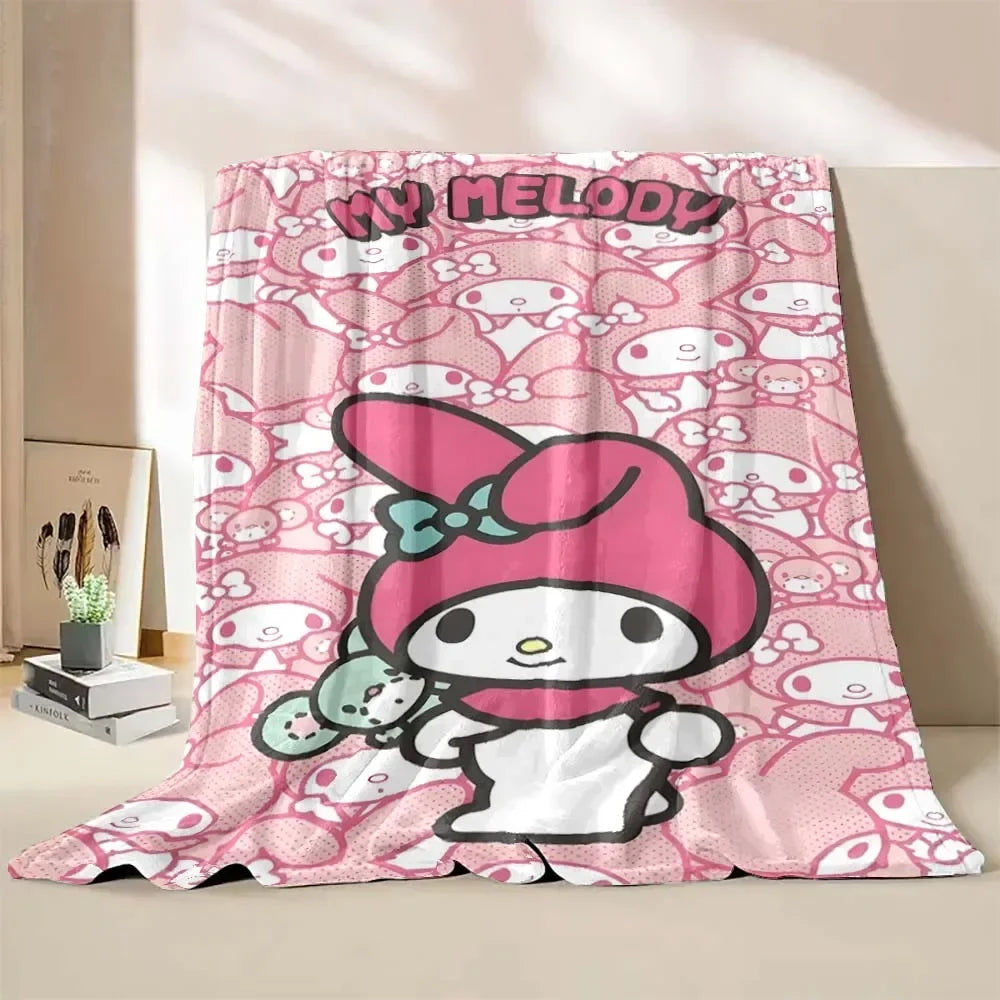 My Melody Flannel Blanket Sanrio Soft Fluffy Quilt Thicken Plush Nap Blanket Cartoon My Melody Sofa Blanket Child Adult Gift