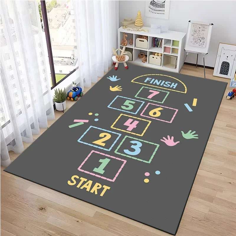 Tejesa Hopscotch Indoor Cartoon Parent-child Game Decoration Carpet Bedroom Bedside Children's Number Game Room Decoration Floor Mat