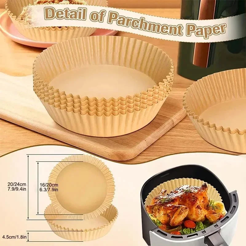 Tejesa Air Fryer Disposable Baking Paper Liner Non-Stick Mat Steamer Square Round Parchment for Microwave Oven Kitchen Cookers (20CM-Square, 200PCS)