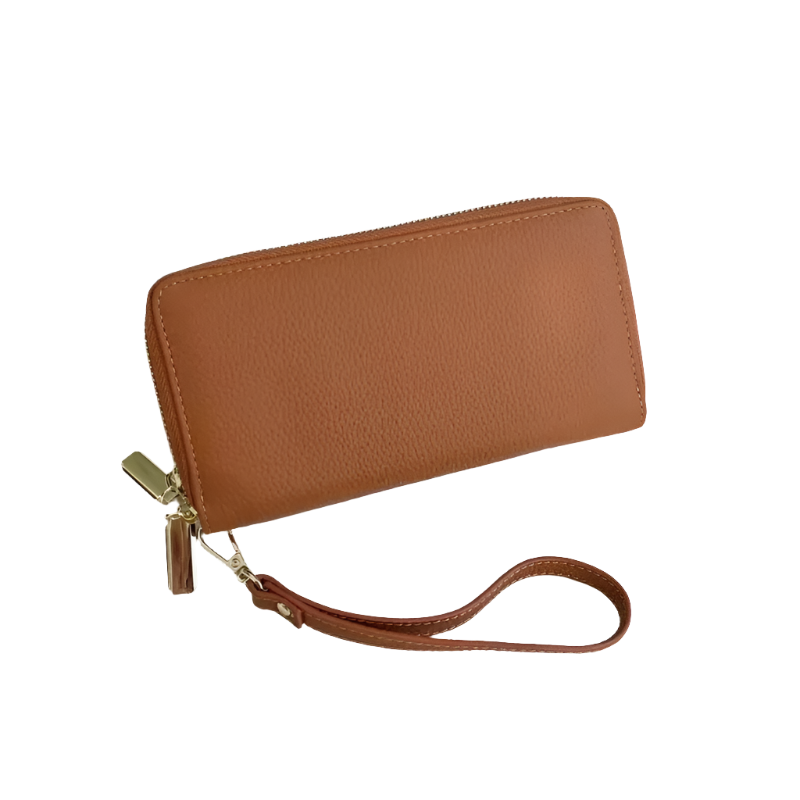 Hemasa Leather Womens Wallet Cow Leather Double Zip Clutch Bag Business Casual Long Purse Female Multi Card Holder Wallet