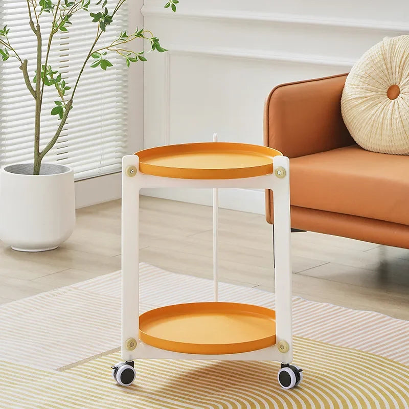 Living Room Mobile Round Coffee Table Nordic Creative Home Cart Movable Storage Rack Storage Bedroom Bedside Trolley
