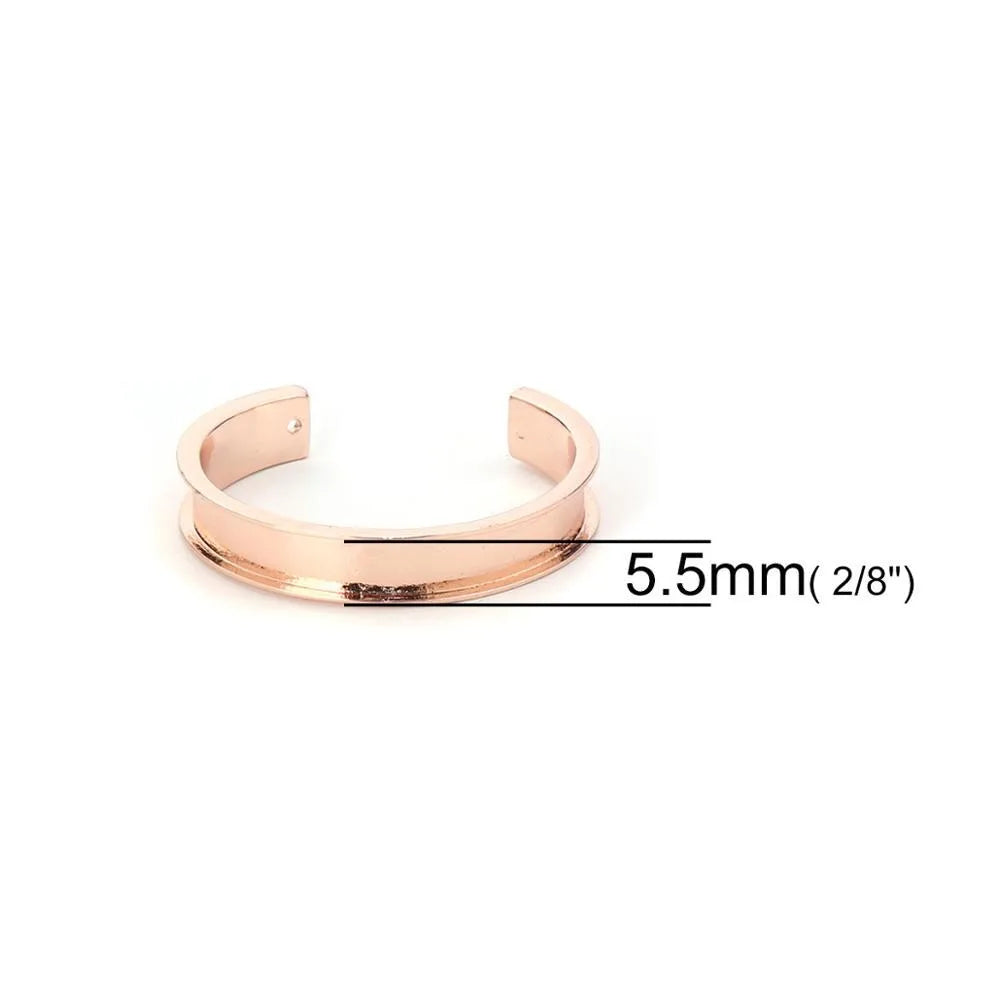 Zinc Alloy Open Cuff Bangles Metal DIY Fashion Bracelets Cabochon Settings (Fits 5.5mm/10mm) 17cm(6 6/8") long, 1 Piece