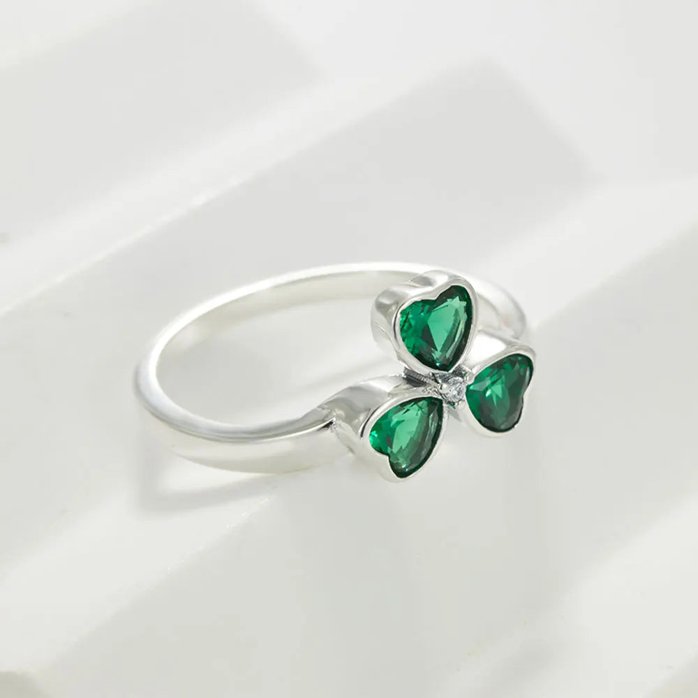Tejesa 925 Sterling Silver Ring Women's Cubic Zirconia Lucky Clover Multi Layer Ring /Wedding Ring