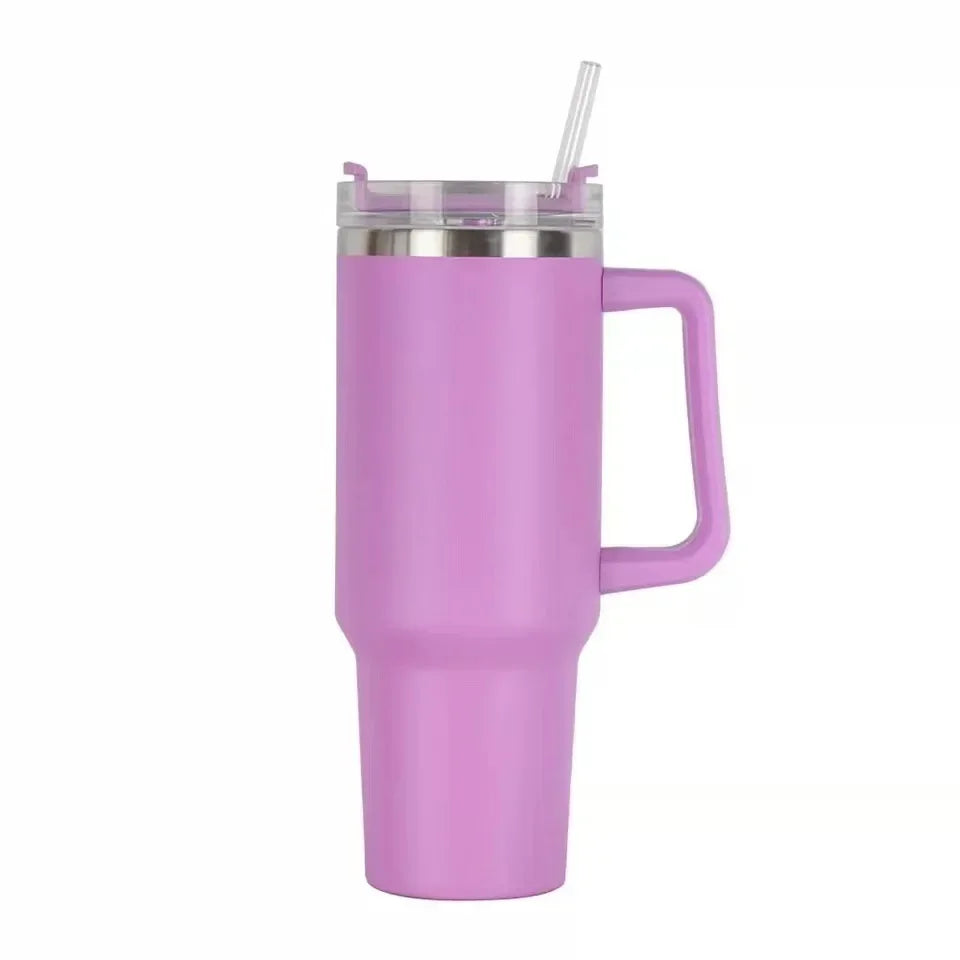 Hemasa 40oz Stainless Steel Water Bottle  Car Coffee Mug Personalized Tumbler with Handle Lid Straw Vacuum Thermos Cup