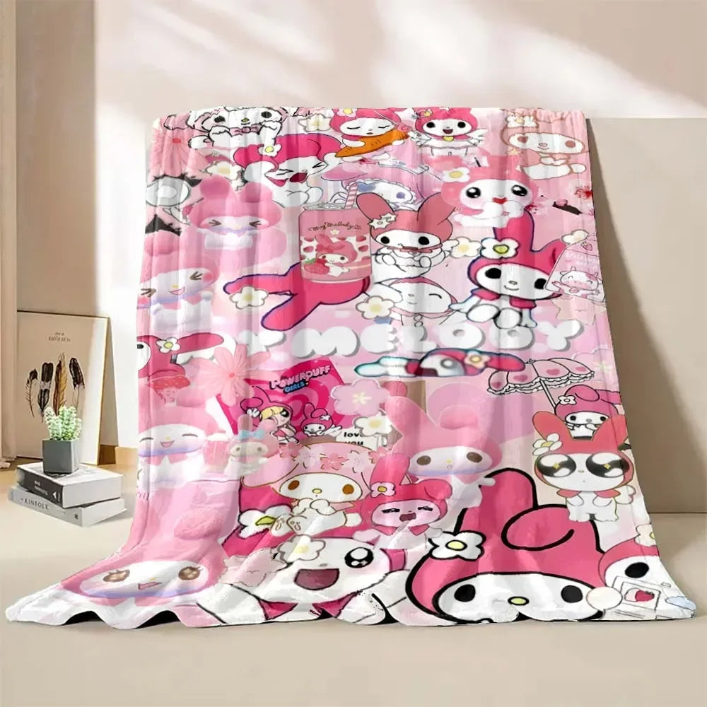 My Melody Flannel Blanket Sanrio Soft Fluffy Quilt Thicken Plush Nap Blanket Cartoon My Melody Sofa Blanket Child Adult Gift