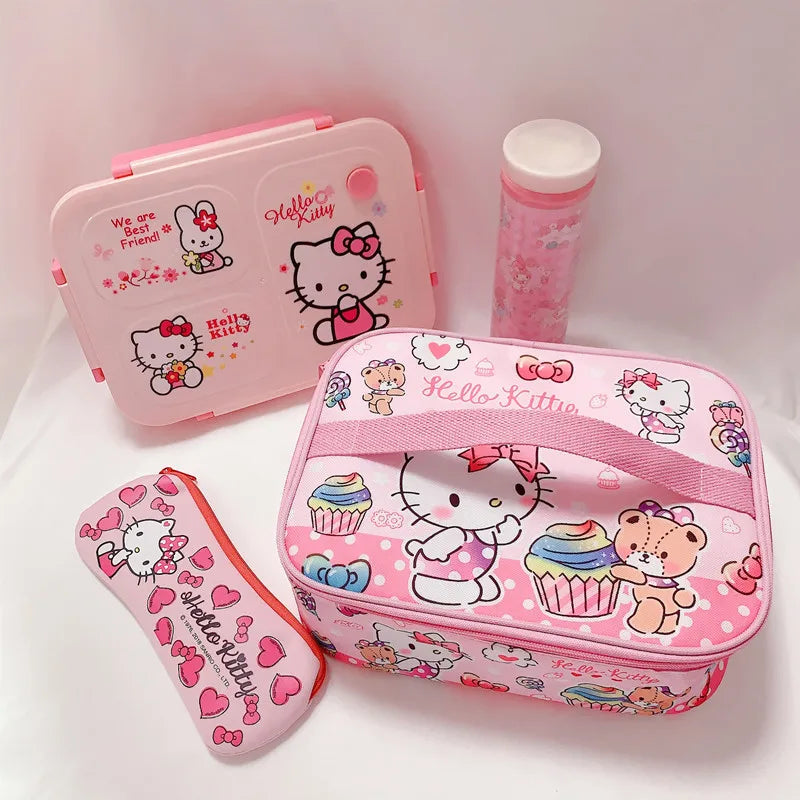 Hemasa Pink Hellokitty Girl Student Lunch Box Bag Lunch Box Insulation Bag Large Capacity Storage Bag