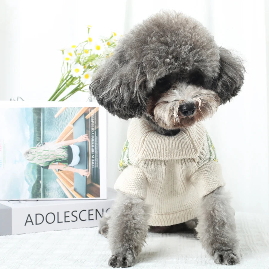 Knitted Dog Sweater for Small Medium Dogs, Warm Winter Puppy Clothing, Cold Weather Thermal Pet Wear