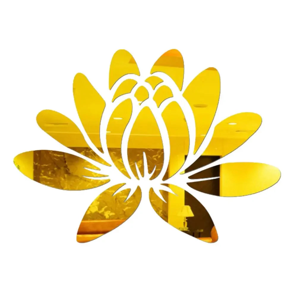Hemasa Lotus Acrylic Mirror Wall Sticker Home Living Room Bedroom Office Hallway Wall Decorations Mirror Reflective Wall Sticker
