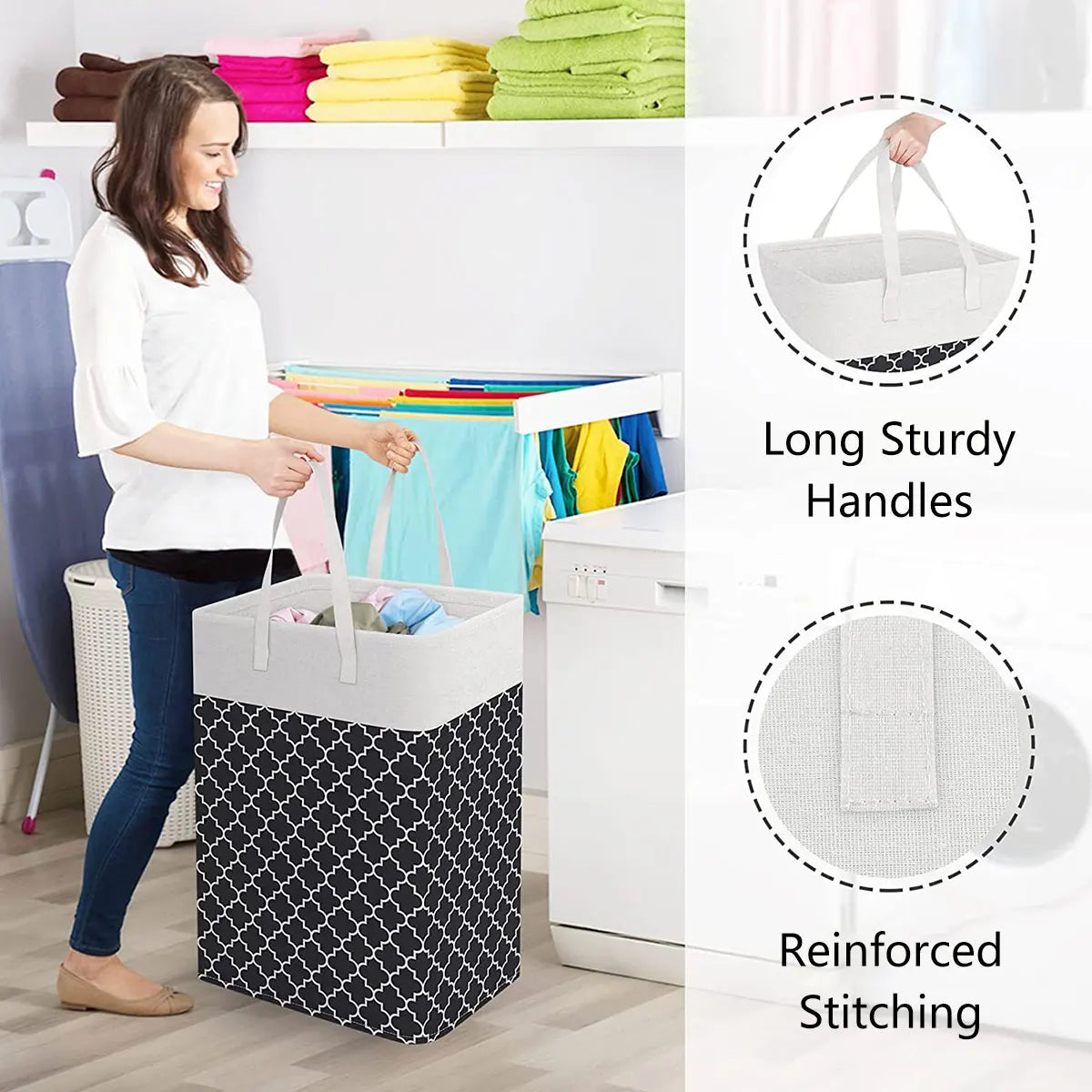 75L Large Laundry Basket Foldable Organizer Storage Basket Waterproof Dirty Clothes Toy Organizers Home Bathroom Laundry Basket