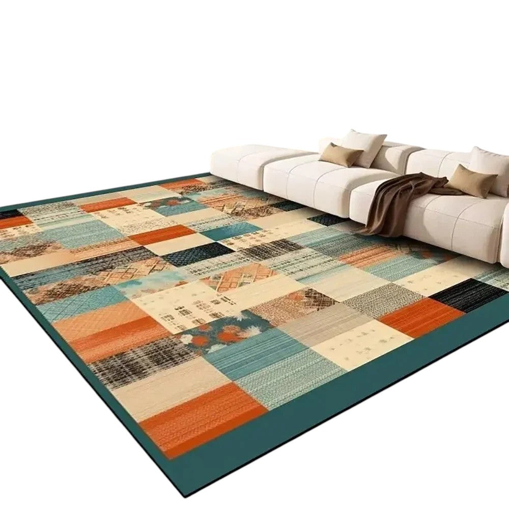 Tejesa  Large Flannel Rug Luxury Plaid Non-Slip Living Room Bedroom Mat Stain Resistant Washable Bedside Home Decor Rug