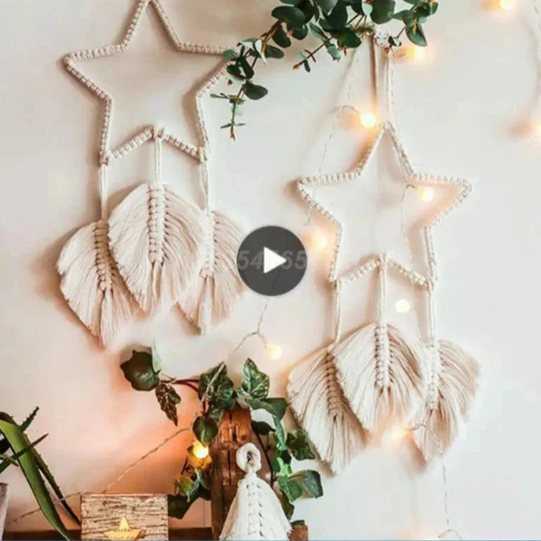 Hemasa Nordic Star Moon Macrame Wall hangings Boho Decor Home Garden Wall Tapestry Macrame Ramadan Decoration Gifts