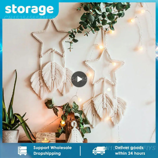 Nordic Star Moon Macrame Wall hangings Boho Decor Home Garden Aaccessories Wall Tapestry Macrame Ramadan Decoration Gifts