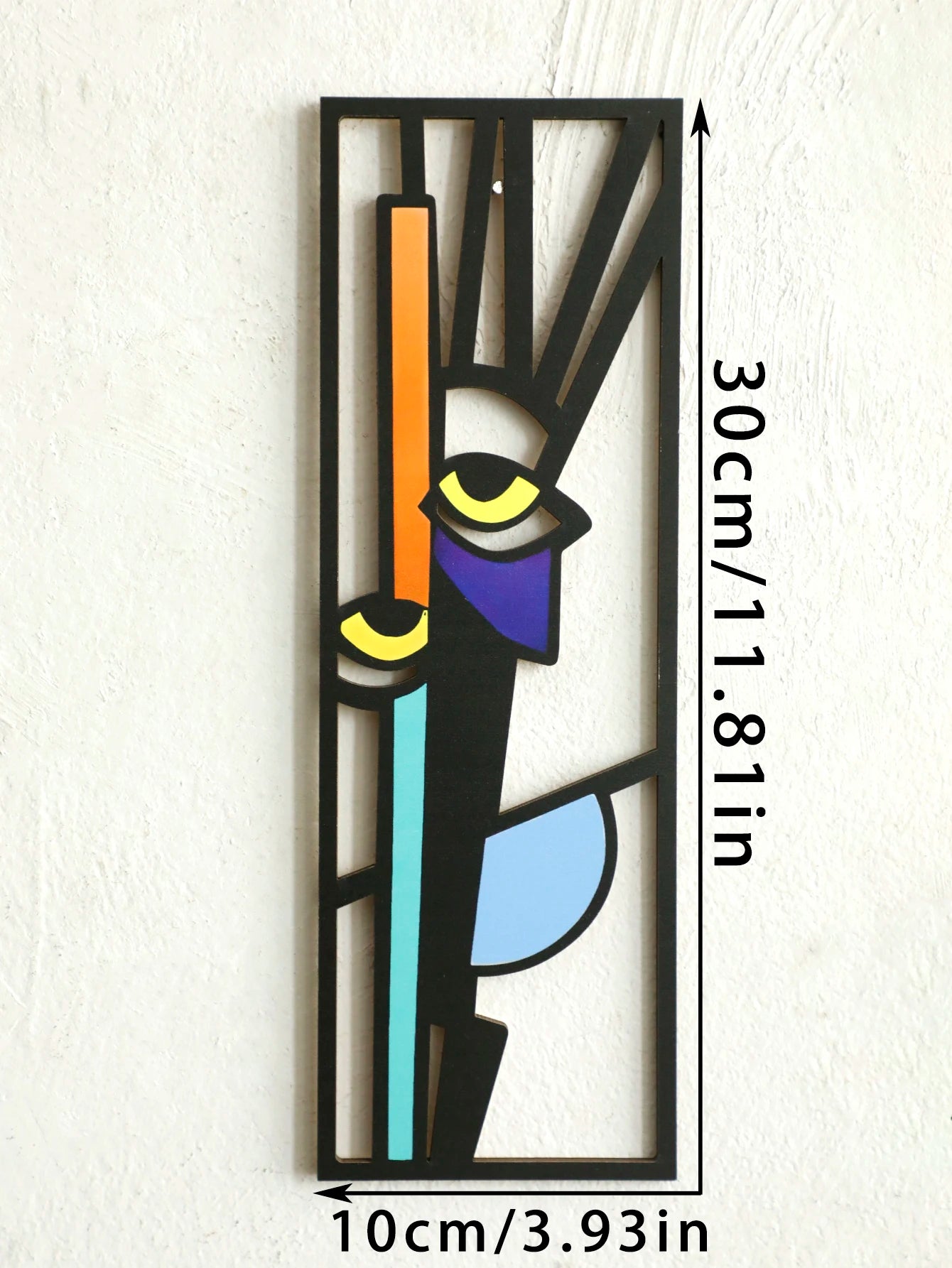 Abstract Wooden Wall Hanging Boho Modern Geometric Face Design Hanging Decor for Boho Home Decor, Living Room, Bedroom, Office