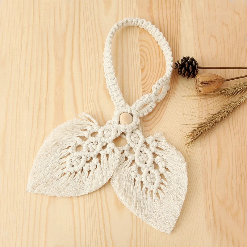 Leaf Tassel Macrame Curtain Tieback Hand-Woven Cotton Rope Drapery Holdback Drop Shipping