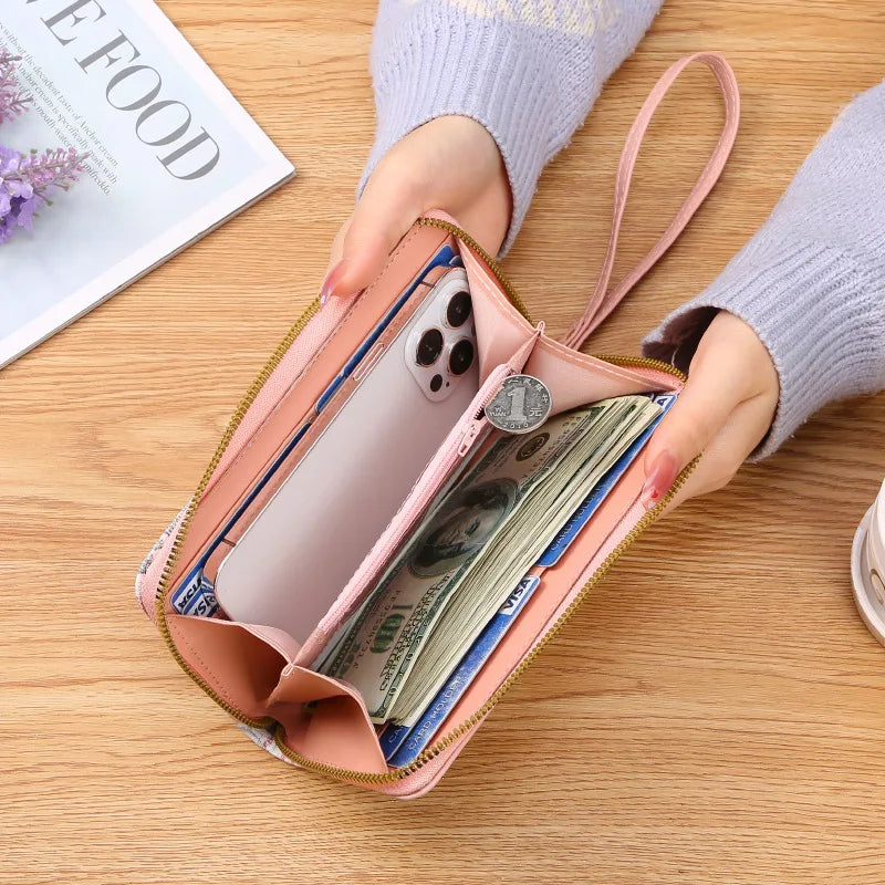 Heamsa Wallet Multi-Layer Long Horizontal Hand Bag Ultra-Light Water -Resistant Mobile Phone Zipper Wallet
