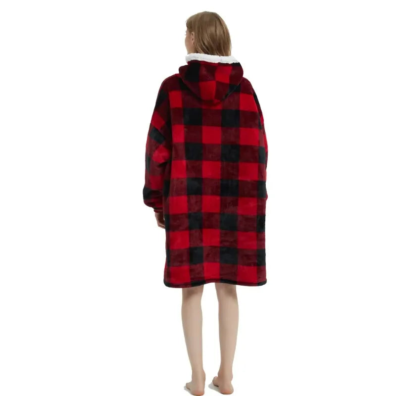 Winter Hoodies Sweatshirt Women Men Pullover Fleece Giant TV Oversized Blanket with Sleeves Robe Wearable Blankets