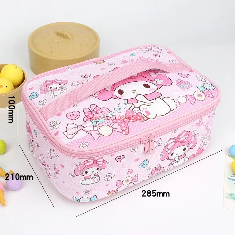 Hemasa  Lunch Bag Cute Cartoon Double-layer Insulated Handbag Waterproof Bento Bag