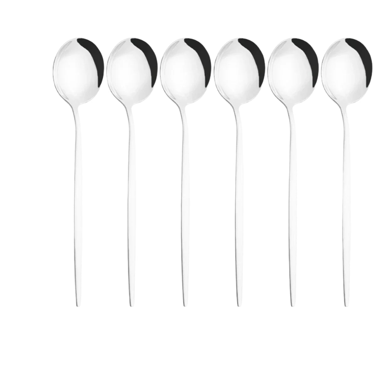 Hemasa 6Pcs  Western Stainless Steel Cutlery Set  Gold Ladle Spoon Dinnerware Dinner Spoon Soup Spoon Tableware Kitchen Silverware Set