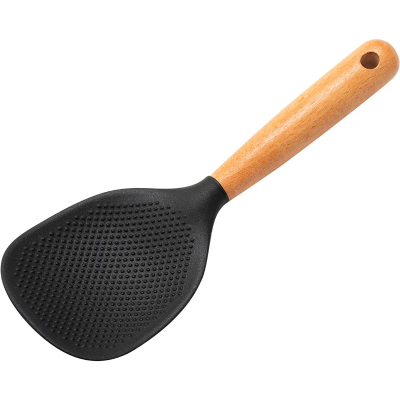 Hemasa 1Pcs Silicone Heat-resistant Non-stick Rice Cooker Kitchen Tool Household Rice Spoon