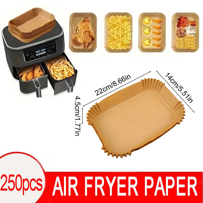 Tejesa Air Fryer Disposable Baking Paper Liner Non-Stick Mat Steamer Square Round Parchment for Microwave Oven Kitchen Cookers (20CM-Square, 200PCS)