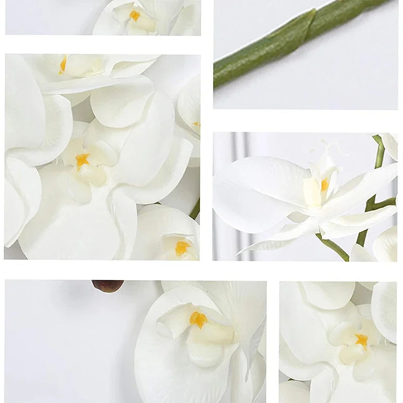 32 Inch Artificial Phalaenopsis Flowers 9 Heads Artificial Orchid Butterfly Flowers Stem Plants for Home Decor 6PCS