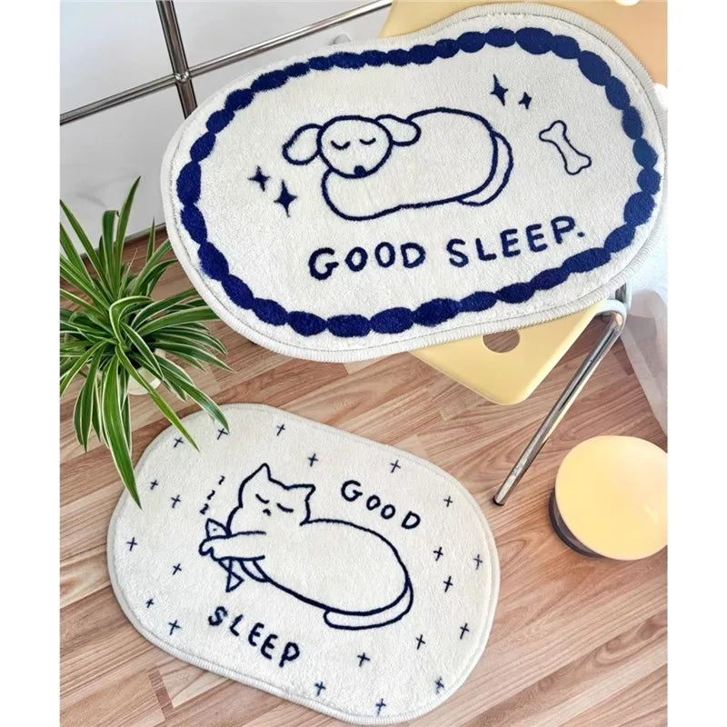 VIKAMA Cartoon-Printed Simple Pattern Carpet Non-Slip Absorbent Doormat Rug For Bedroom Carpet For Live Room Bathroom Mat Home D