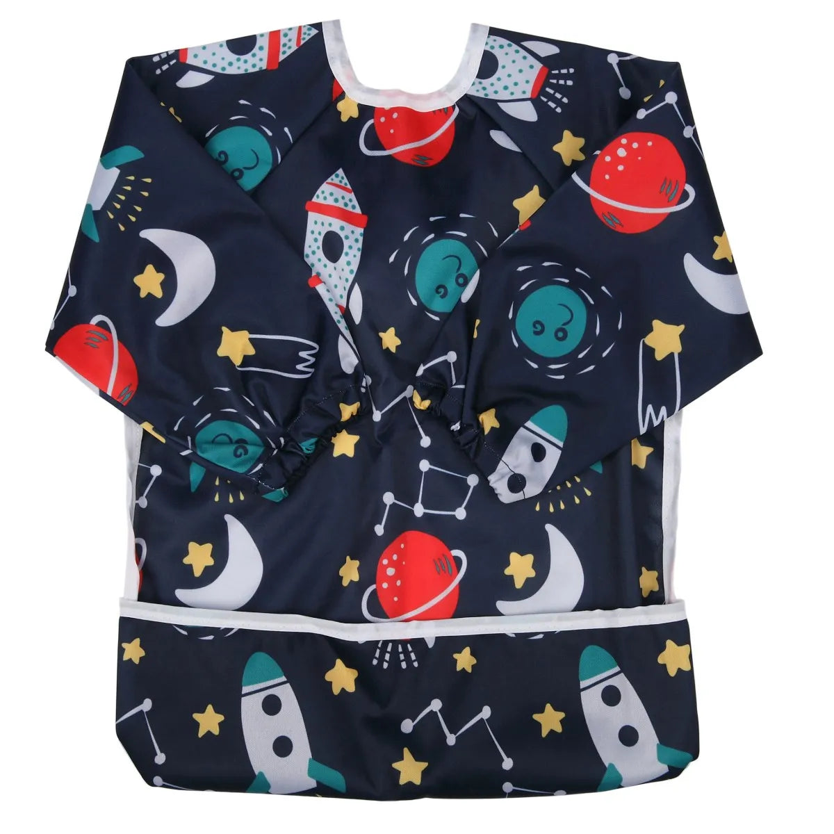 [Sigzagor] 1 Baby Bib Feeding Waterproof Long Sleeve Shirt Toddler Painting Drawing With Pocket 1-3 years old
