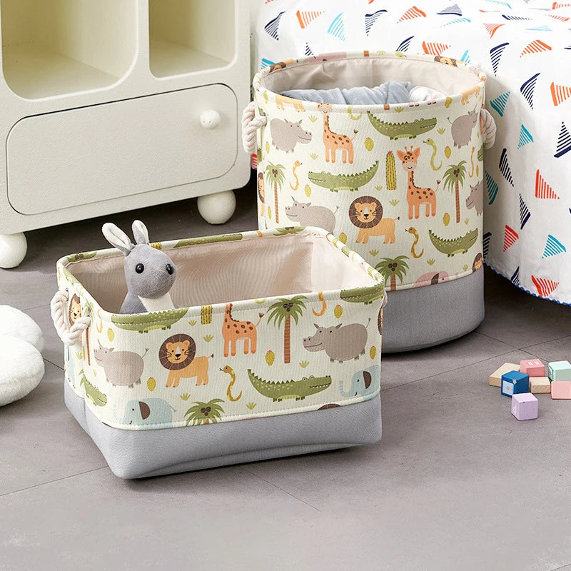 Tejesa Canvas Folding Storage Basket /Cartoon Print Storage Fabric Wardrobe Bedroom Closet Toys Laundry Basket
