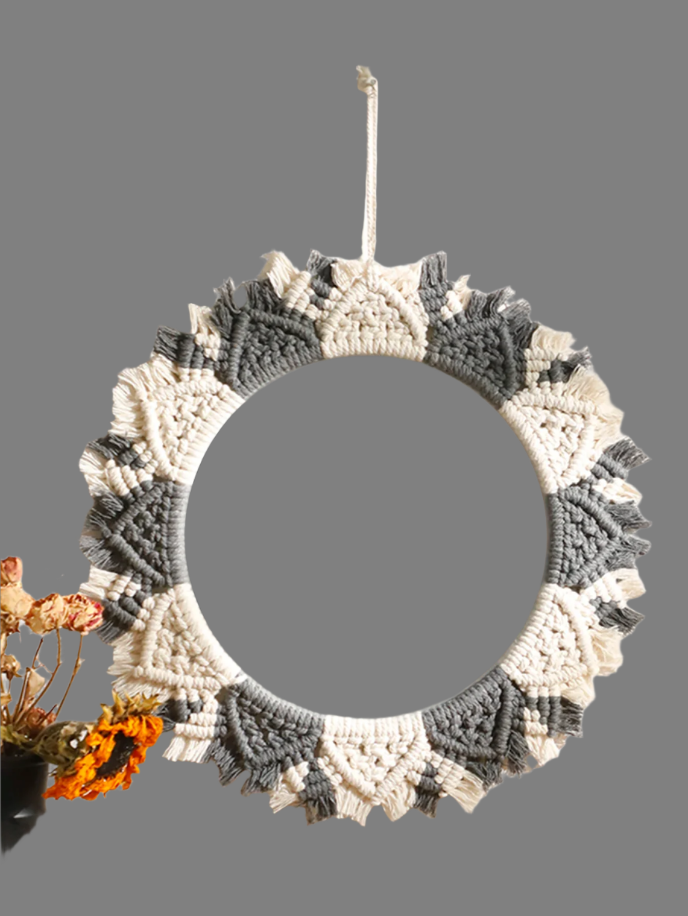 Hemasa Macrame Mirror Black Gray Decorative Mirrors Boho Home Decoration Handmade Wall Decor Bedroom Living Room Decors Aesthetic Gift