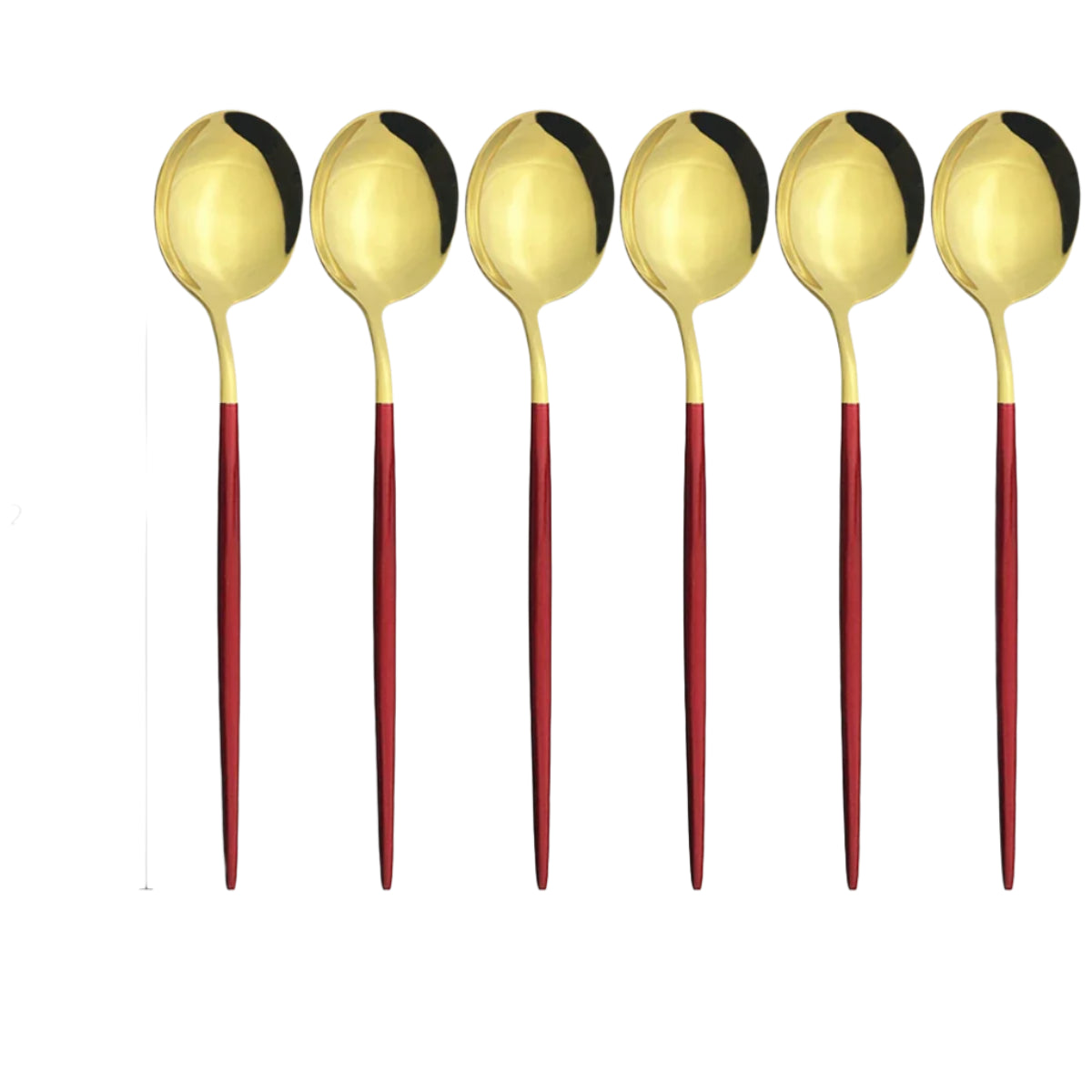 Hemasa 6Pcs  Western Stainless Steel Cutlery Set  Gold Ladle Spoon Dinnerware Dinner Spoon Soup Spoon Tableware Kitchen Silverware Set